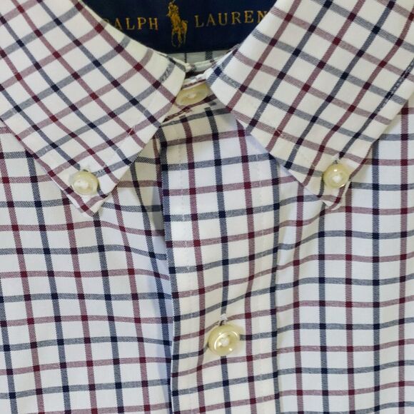 Ralph Lauren Performance Shirt Men's 3XLT Windowpane Blue Maroon Nylon - Picture 4 of 11